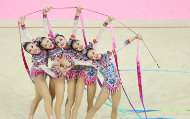 第十五届全运会艺术体操集体全能决赛 四川队获金牌